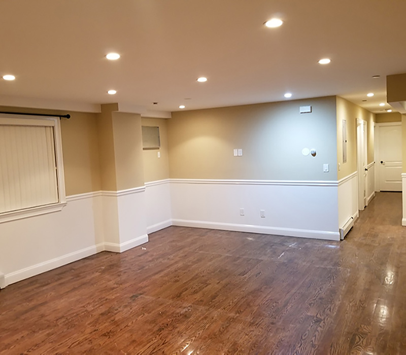 refinished basement remodel
