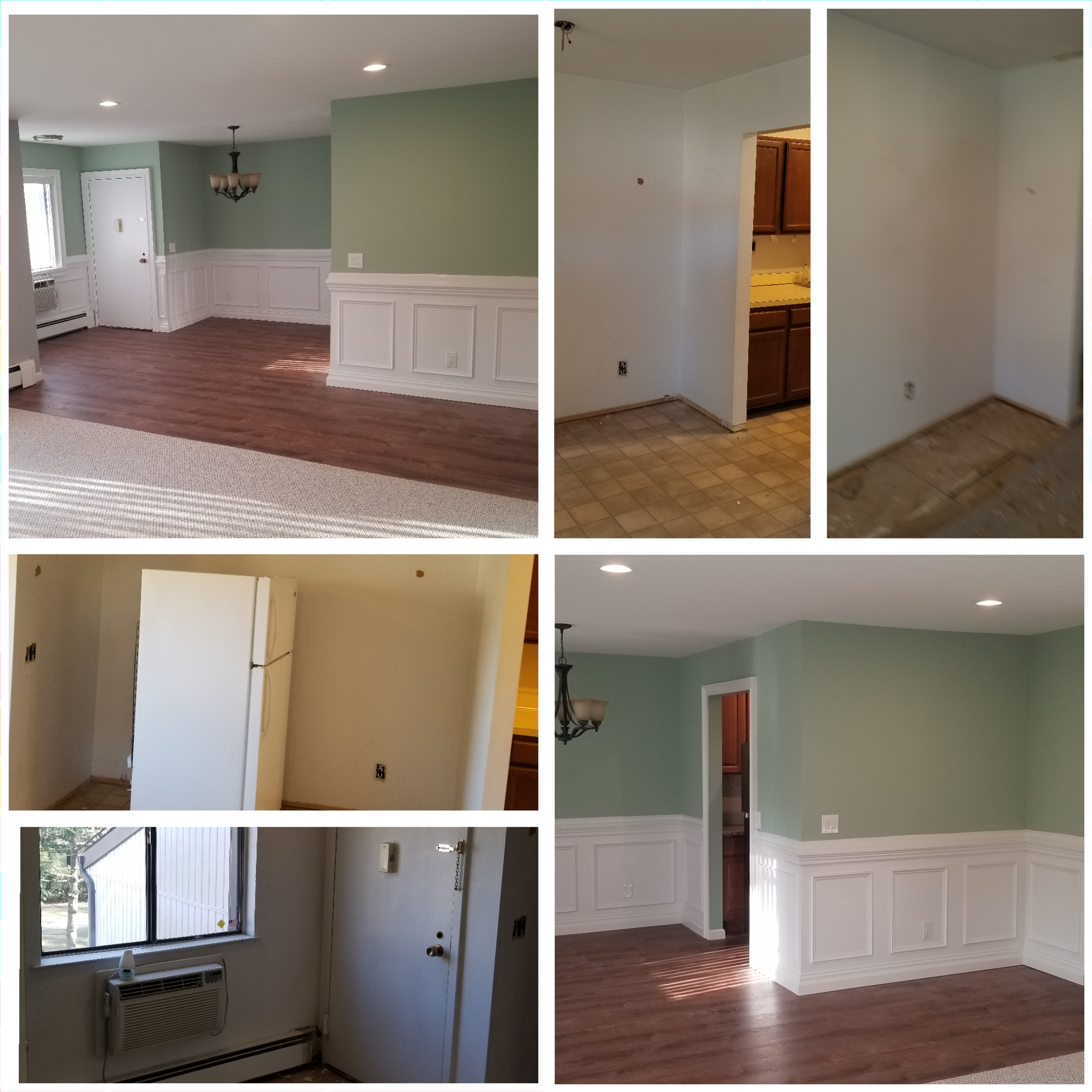 Remodeled flooring and painting collage