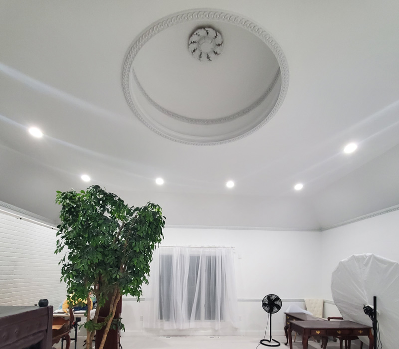 Ceiling of room with new interior painting in Islip, NY.