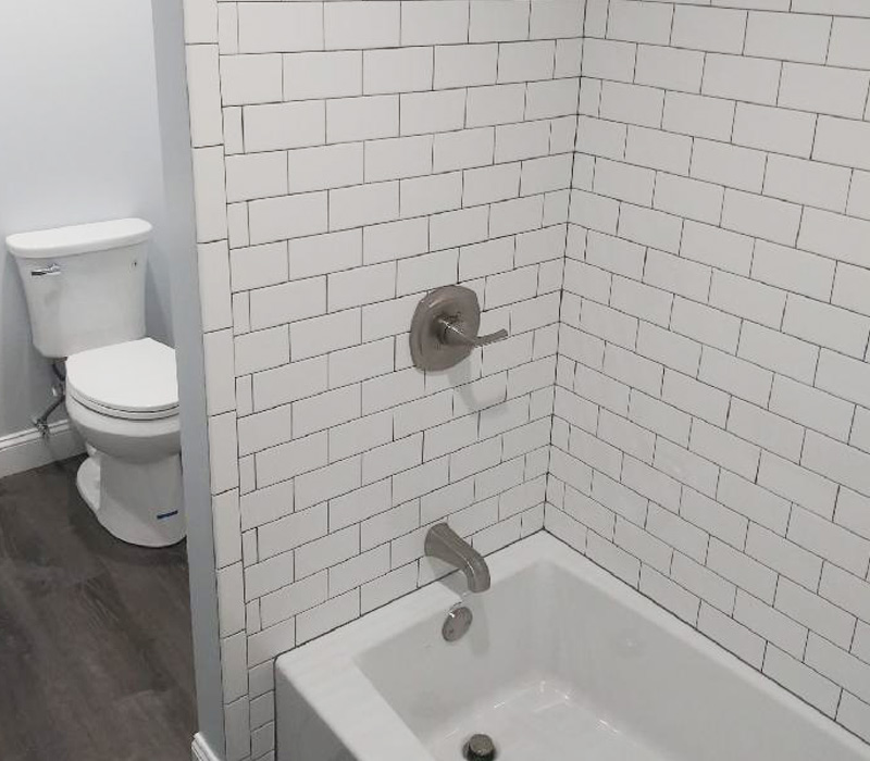 Before picture of bathroom new shower tiling in Suffolk County, NY