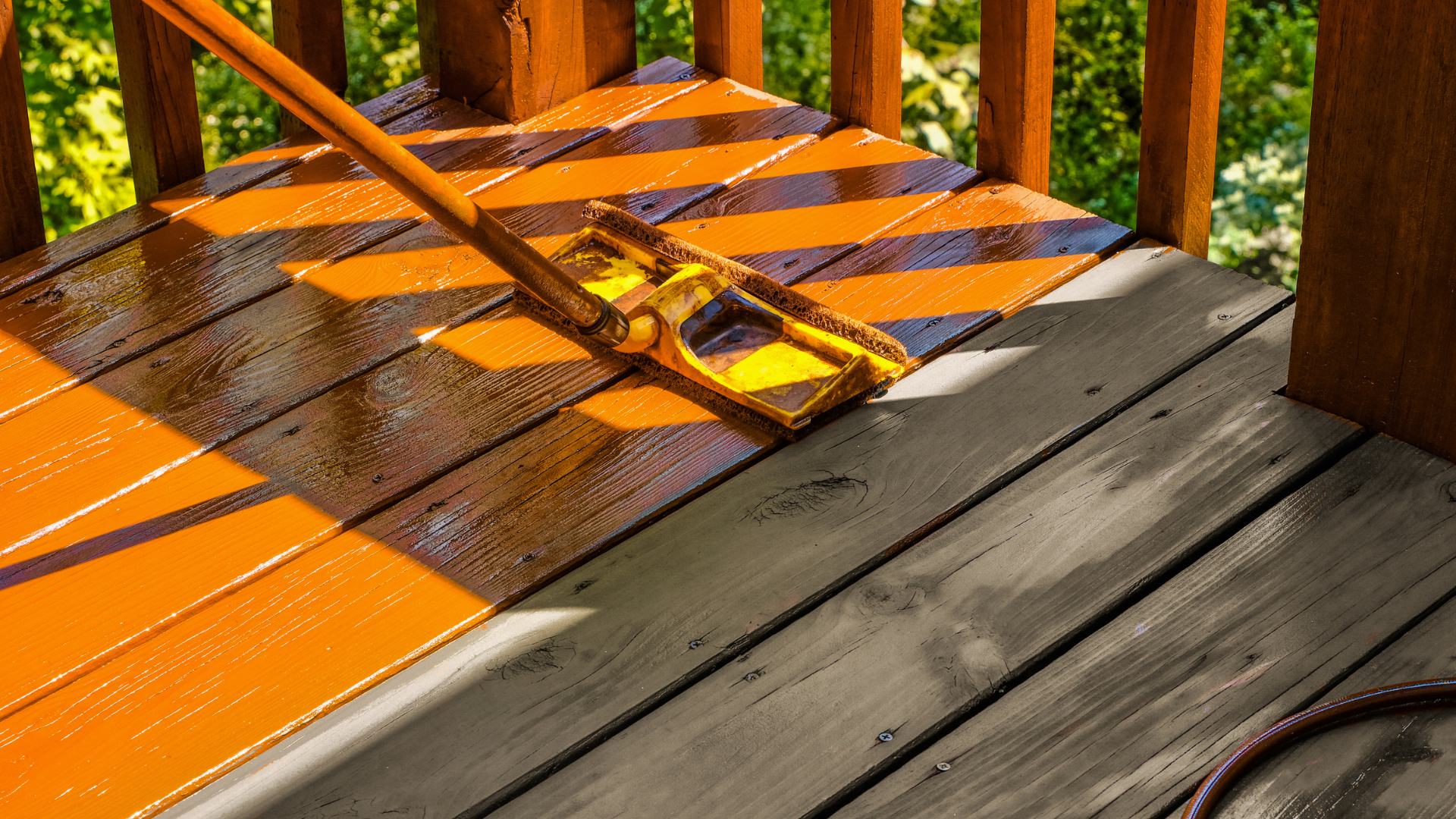 Staining a deck